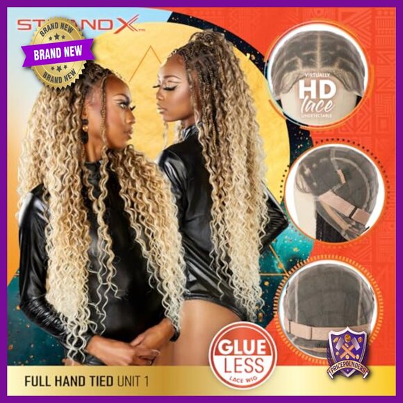 Full Braided Lace Wig Glueless HD Lace Preplucked Hand Tied Kanekalon main image 6